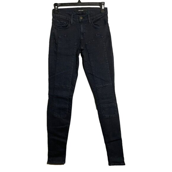 J Brand Skinny Jeans Jegging Women Size 24 Blue Patch Patchwork Quilt Moto Biker - Picture 1 of 11